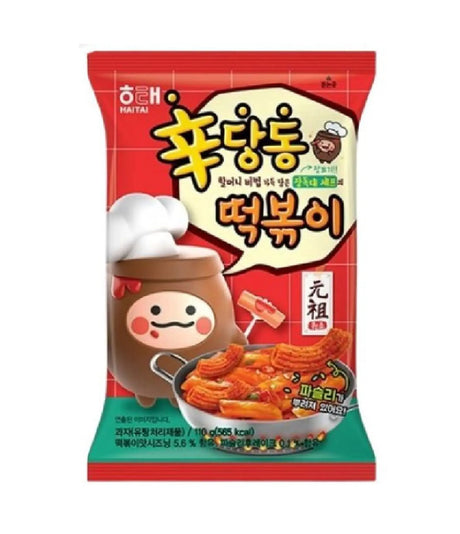 Packaged snack with cartoon character and Korean text on a white background