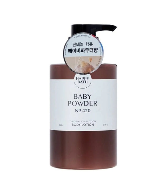 Happy Bath Baby Powder body lotion on a white background