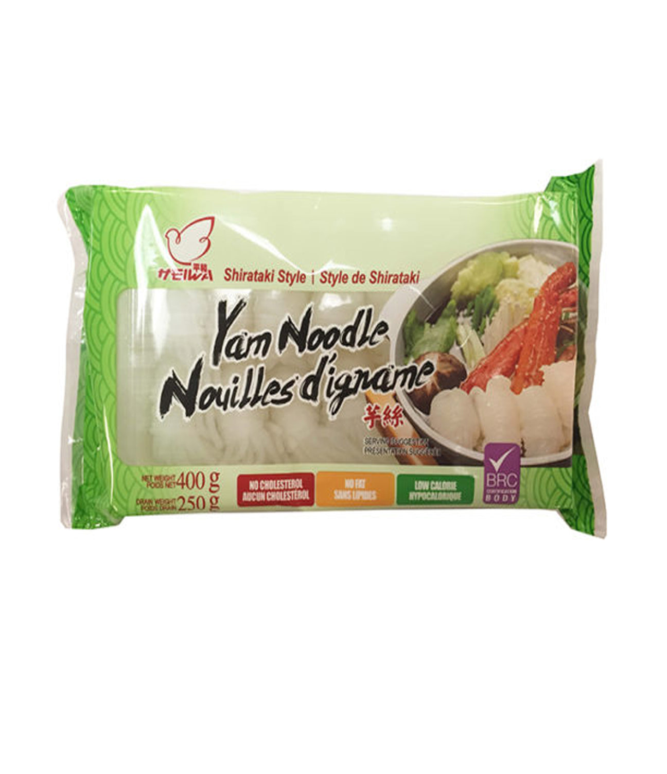 Packaged Heiwa Shirataki Style Yam Noodle product against a white background