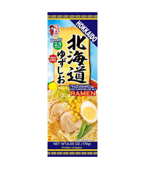 Noodle package with branding and product details on a white background