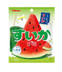 A package of Kabaya watermelon gummy candy, featuring a bright green and white bag with a large illustration of a watermelon slice and Japanese text.