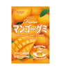 Packaging of Kasugai Mango Gummy Candy featuring images of mangoes and Japanese text, indicating the product is mango-flavored gummy candy.