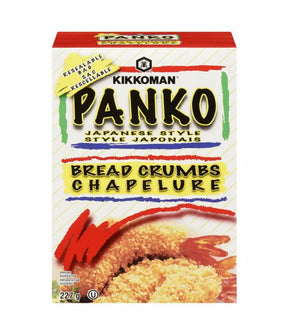 Box of Kikkoman Panko Japanese Style Bread Crumbs on a white background