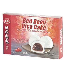 Packaging for Kuo Hua Red Bean Rice Cake, showing the product name, image of the rice cake, and the weight of 180g.