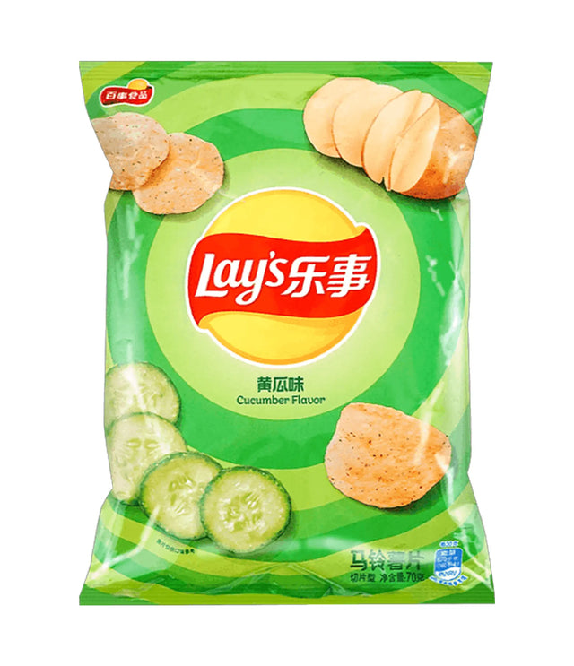 Lay's cucumber-flavored chips packaging on a white background