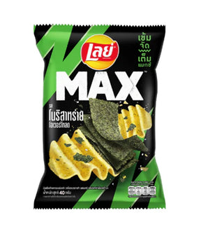 A package of Lay's Max Ridged Potato Chips with Nori Overload Extra Crunchy Seaweed Flavor, 40g.