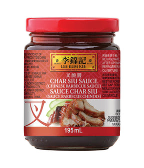 A jar of Lee Kum Kee Char Siu Sauce, typically used for Chinese barbecuing, in a 195ml size.