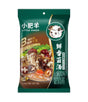 Packaging of Little Sheep Mushroom Soup Base for Hot Pot showing the product name, weight, and an image of the soup with mushrooms and vegetables.