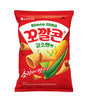 Red snack package with corn illustration and Lotte branding on a white background