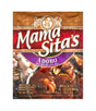 A package of Mama Sita's Adobo Savory Sauce Mix, featuring a brown and red design with a purple banner and an image of cooked adobo chicken.