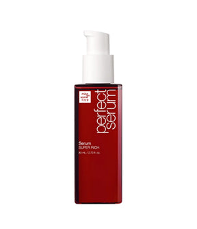 Red serum bottle with white cap on a white background