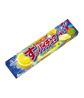 Box of candy with lemon flavor on a white background
