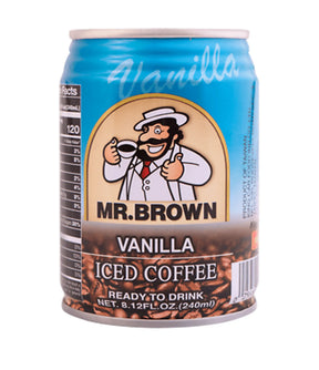 Can of Mr. Brown Vanilla Iced Coffee on a white background