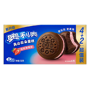 Box of Oreo cookies with Chinese text on a white background
