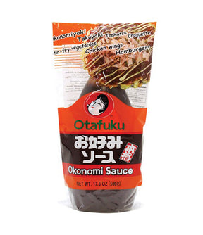 A package of Otafuku Okonomi Sauce 500g, with Japanese text and an image of the sauce bottle on the front.