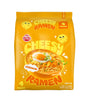 Cheesy Ramen package with a cartoon illustration of ramen and cheese on a white background