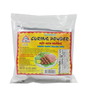Packaging of Por Kwan - Tusino Curing Powder 350g, with product information and branding visible.