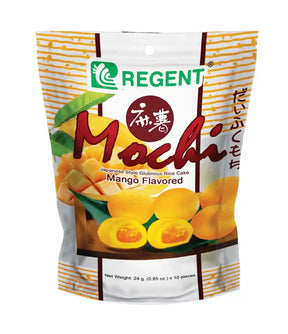 Mango-flavored Regent Mochi packaging on a white background