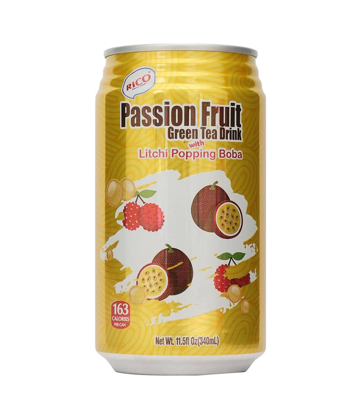 Rico - Passion Fruit Green Tea Drink with Litchi Popping Boba 340ml