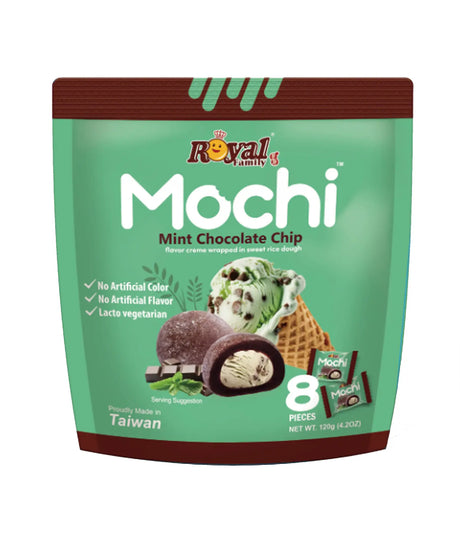 Royal Family Mochi Mint Chocolate Chip packaging on a white background