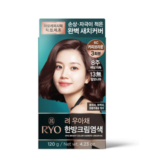 Ryo hair dye packaging with a woman's face on a white background