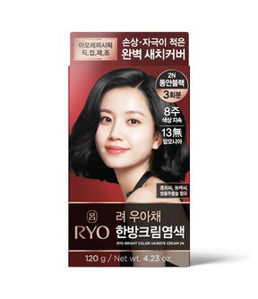 Hair dye box with a woman's face on the label, featuring Korean text.