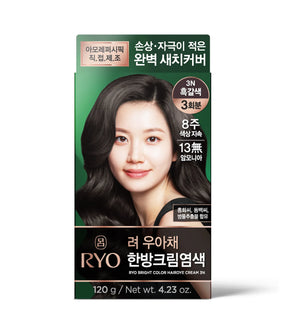 Ryo hair dye packaging with a woman's face on a white background