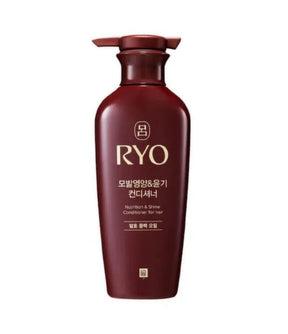 Red bottle of RYO conditioner on a white background