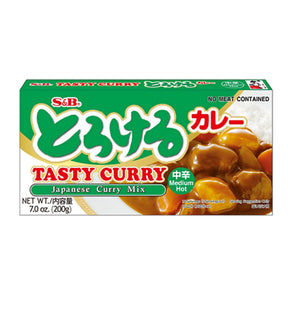Packaging of S&B Tasty Curry Sauce Mix, showing the product name and an image of the curry sauce.