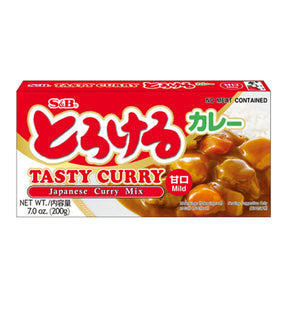 Packaging of S&B Tasty Curry Sauce Mix, showing the product name and an image of the curry sauce.