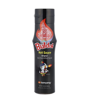 Buldak hot sauce bottle on a white background