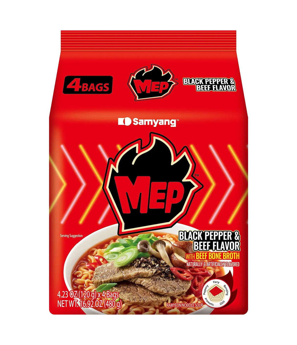 Samyang - MEP Black Pepper & Beef Ramyeon Noodle Soup 4x120g