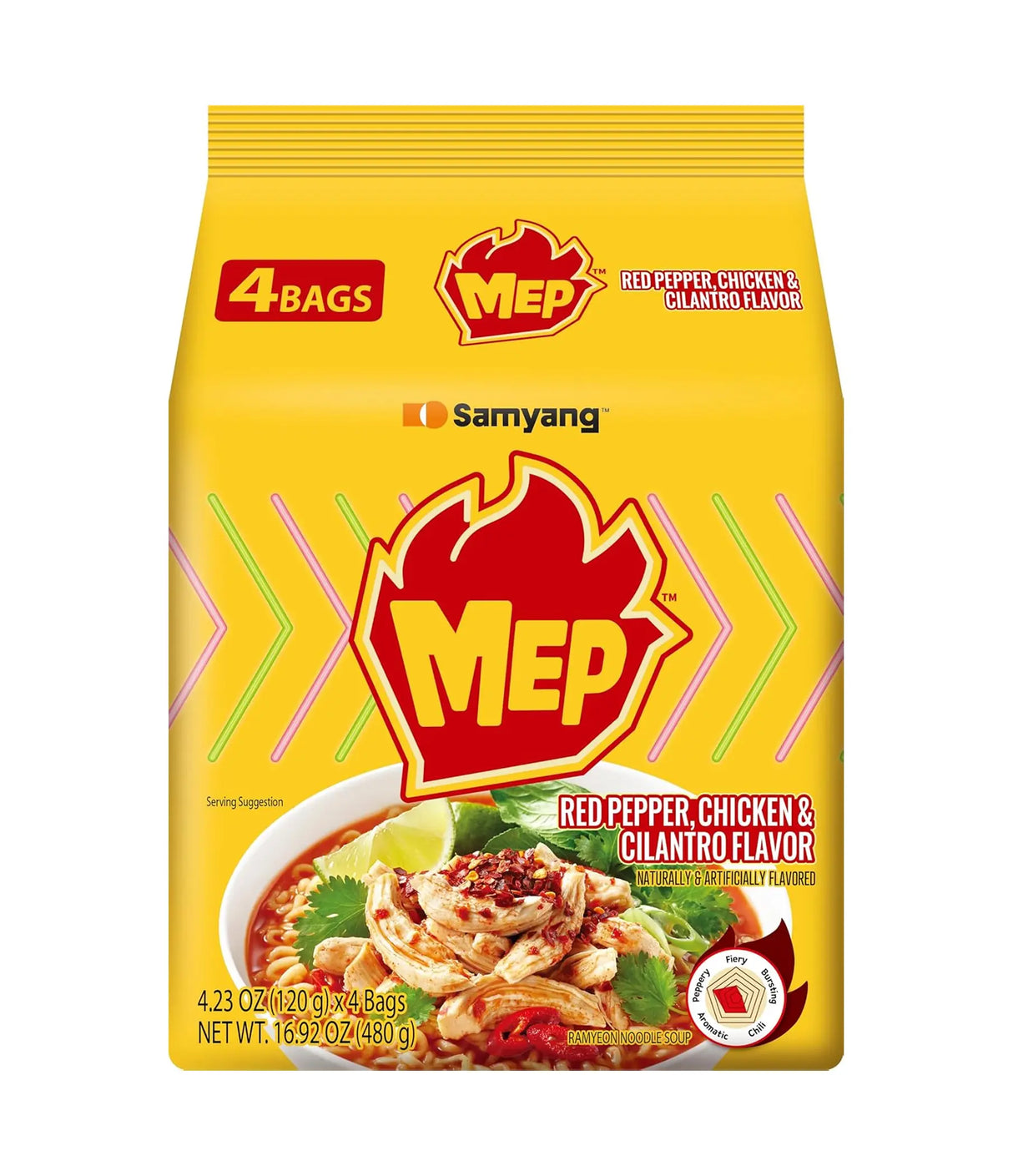 Samyang - MEP Red Pepper, Chicken & Cilantro Ramyeon Noodle Soup 4x120g