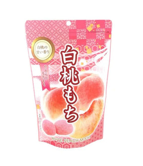 A package of Seiki White Peach Mochi, displaying the product name in Japanese and English, with an image of peach mochi on the front.