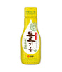 Yellow bottle with Korean text on a white background