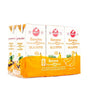 Packaging of Nestle banana-flavored milk drink cartons on a white background