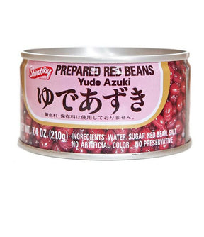 A can of Shirakiku sweetened red bean paste, with Japanese text and branding on the label.