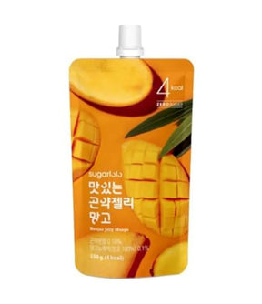 Mango jelly pouch with visible brand name on a white background