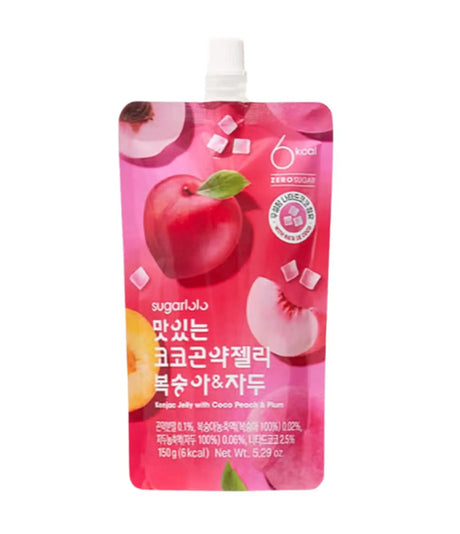 Pink pouch with a red apple design on a white background