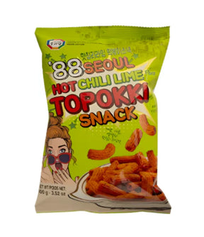 88 Seoul Hot Chili Lime Topokki snack package on a white background