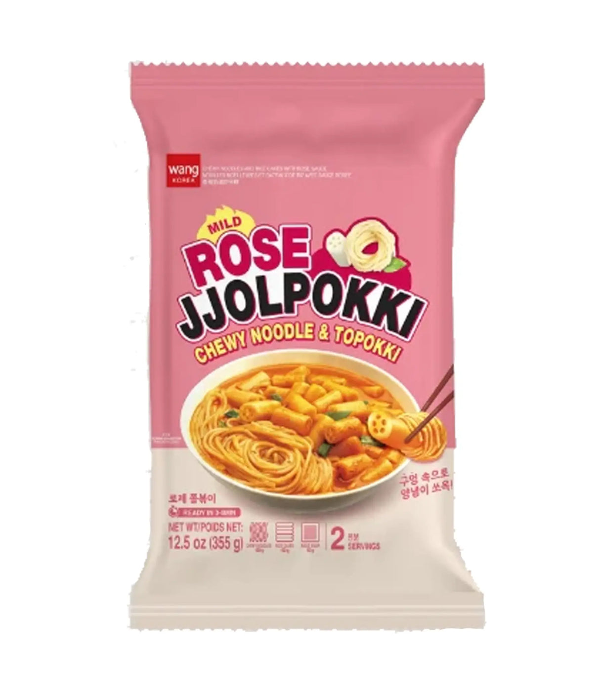Wang - Rose Jjolpokki Chewy Noodle & Topokki 355g