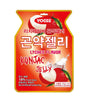 Packaging of Yogee Konjac Jelly with Lychee Flavor, predominantly red and white color scheme, with images of lychees and the product name in English and Korean.